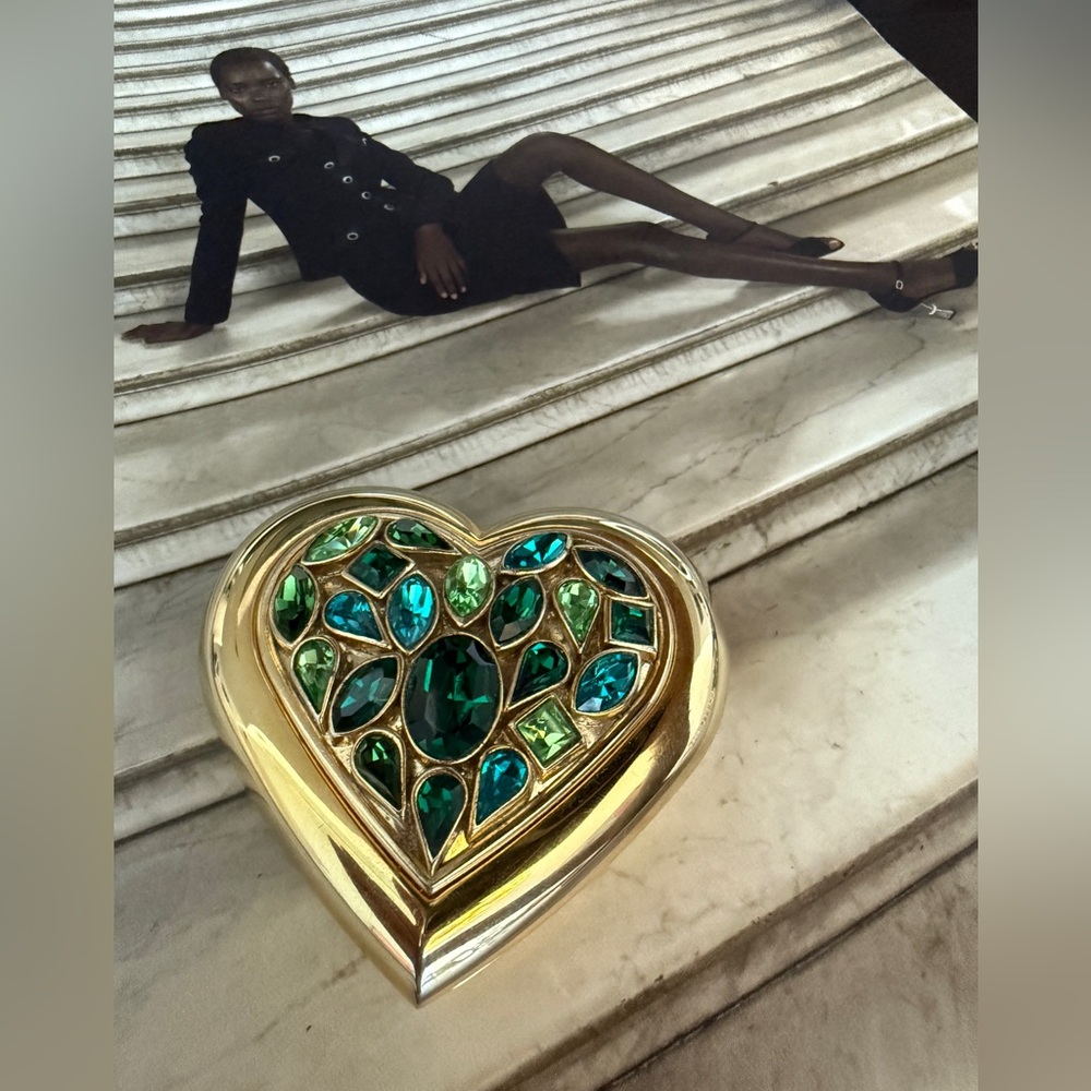 LOT 2233 18K gold plated jewel YSL Vintage POWDER case mirror Robert Goossens - Picture 4 of 17